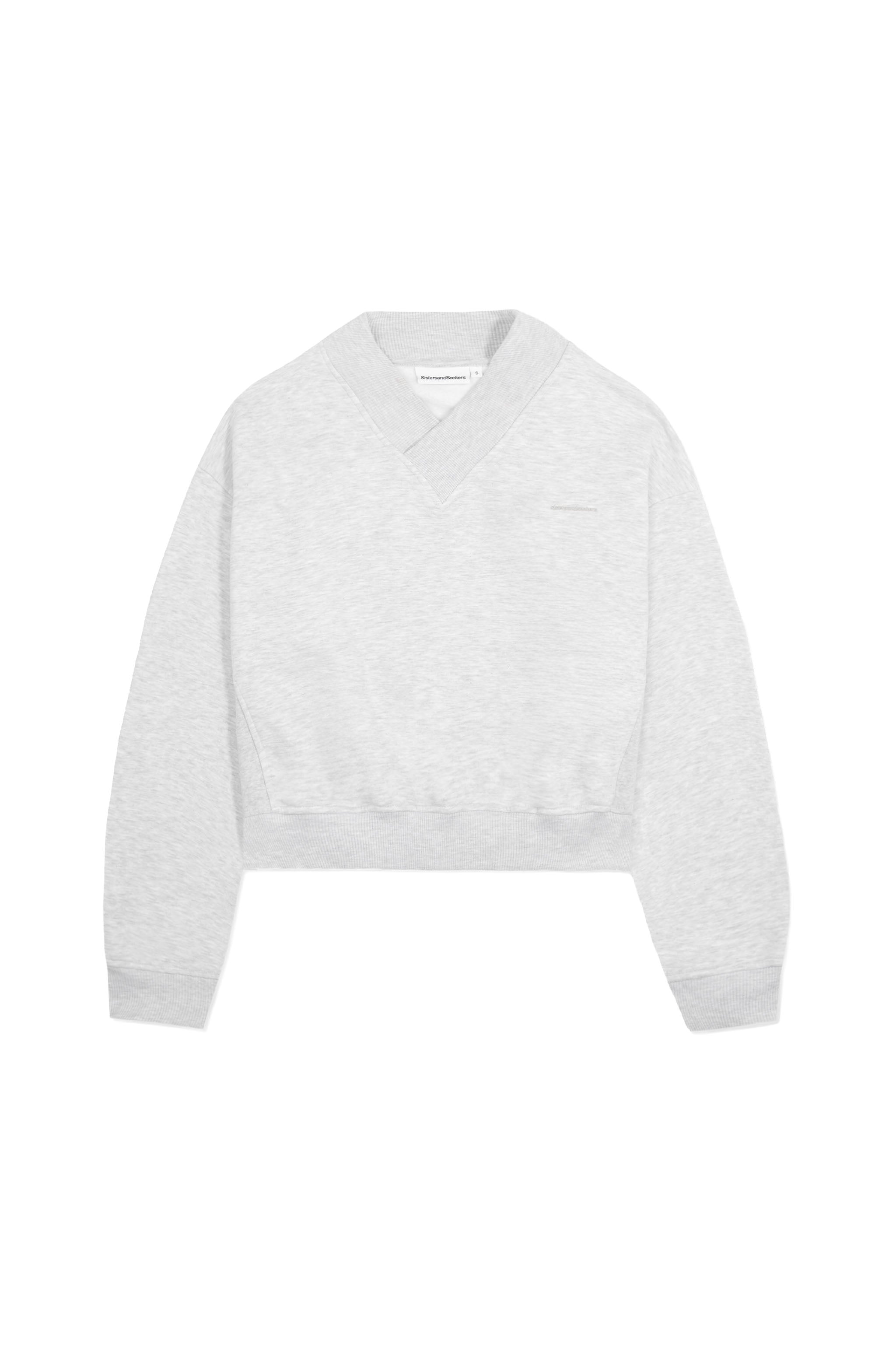 Trademark V Neck Shrunken Sweatshirt in Passive